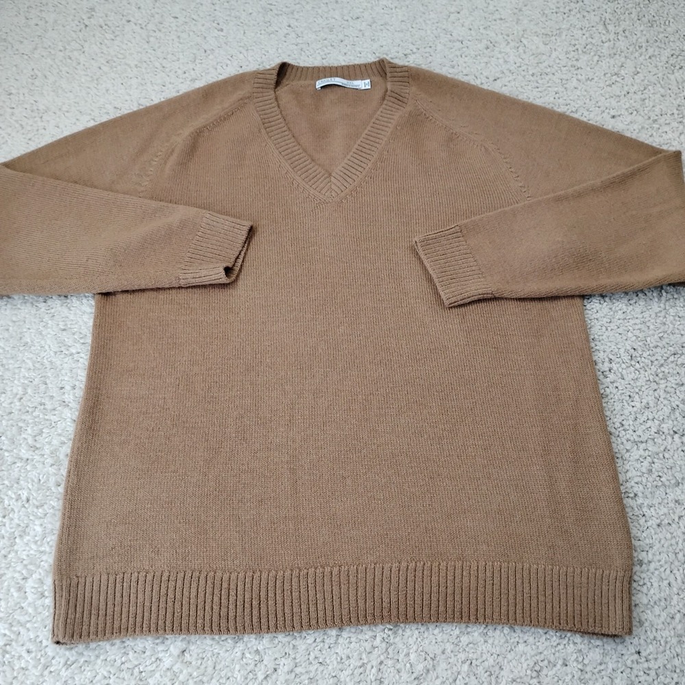 Criquet Sweater Mens 2XL XXL Brown Knit V Neck Alpaca Preppy Premium Designer